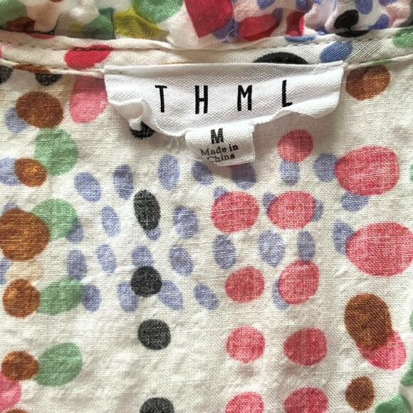 THML Ruffle Peplum Tank Top | M | Multicolor Dot Print | Boho Resort Summer - Picture 8 of 11